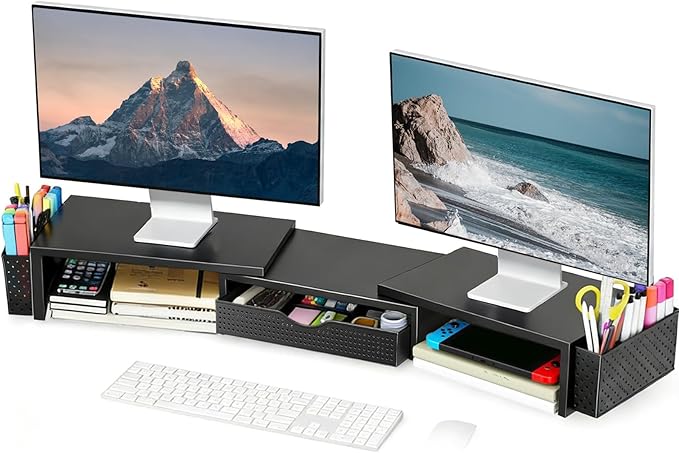 Spacrea Metal Desk Organizers and Accessories, Dual Monitor Stand Riser by Spacrea