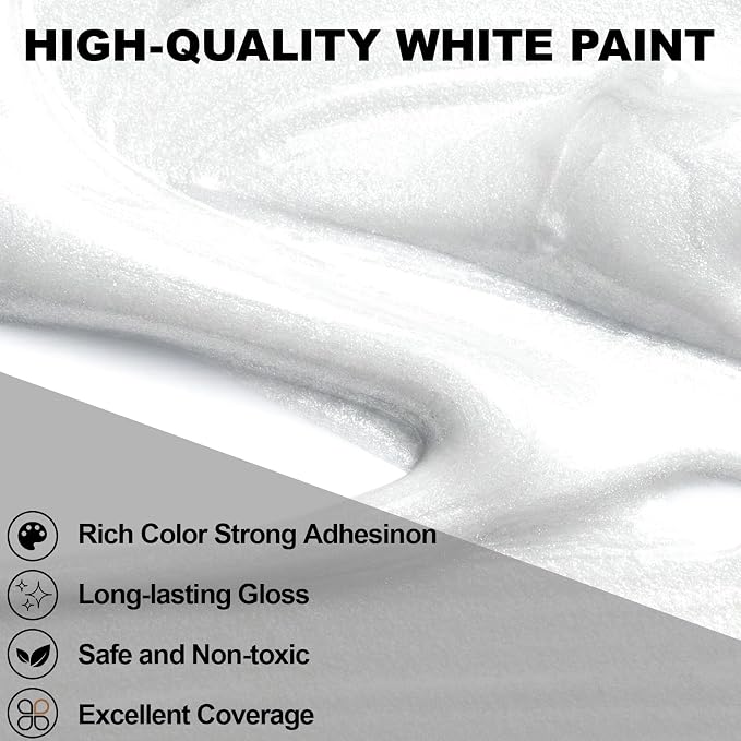Pearlescent Acrylic Paint, 300ml/10.2oz Non Toxic Waterproof Metallic Pearl - Image 4