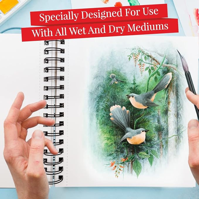 Mixed Media Sketchbook 8.11” x 8.5” | Spiral Bound Sketch Pad - Image 4