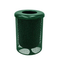 COATEDOUTDOORFURNITURE RFT-GRN Heavy Duty 32 Gallon Round Trash Receptacle, Liner Included, Green with Black Flat Top, Made in America