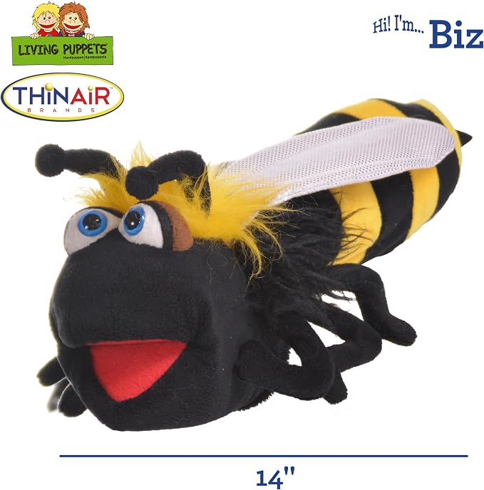 Playful Minds Living Puppets Biz Bumble Bee Hand Puppet – 14 Inch Plush Bee - Image 2