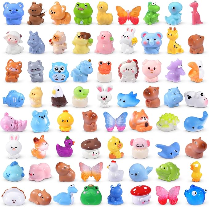 DIYDEC 68pcs Mini Resin Animal, Miniature Duck Figures to Hide Small Tiny Resin by DIYDEC
