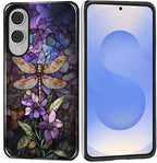 for Samsung Galaxy S25 Edge Case, Stained Glass Dragonfly Pattern Glossy 2 in 1 by Teonvpu
