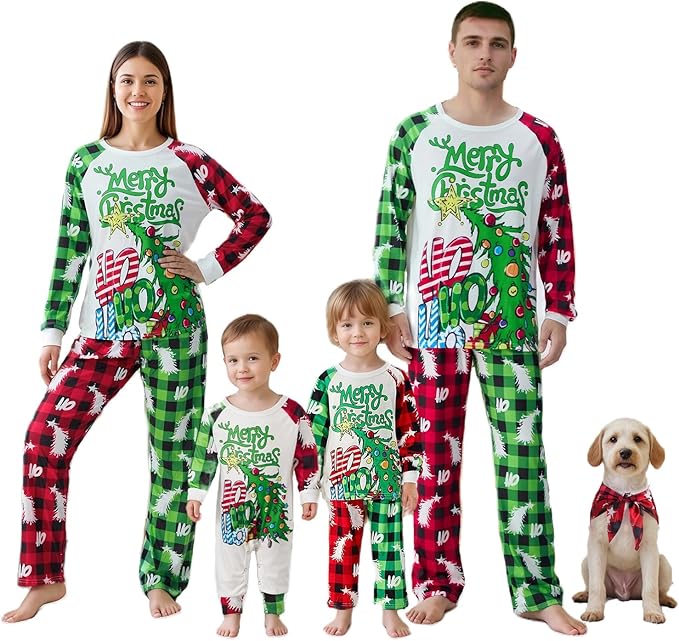 Awoscut Family Christmas Pajamas Matching Pajamas for Family, Xmas PJs Sets Holiday Sleepwear