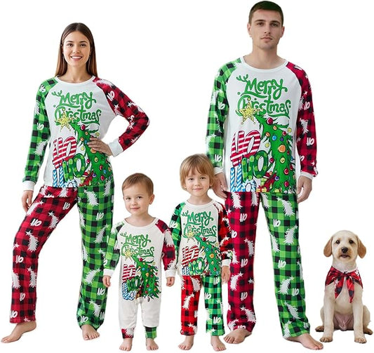 Awoscut Family Christmas Pajamas Matching Pajamas for Family, Xmas PJs Sets Holiday Sleepwear