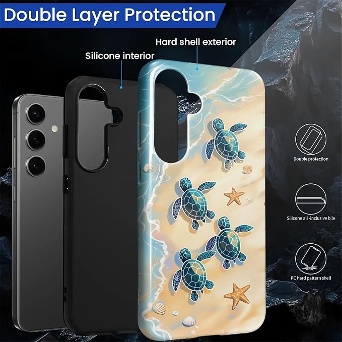 for Samsung Galaxy S25 Plus Case, Sea Turtle Beach Pattern Glossy 2 in 1 - Image 3