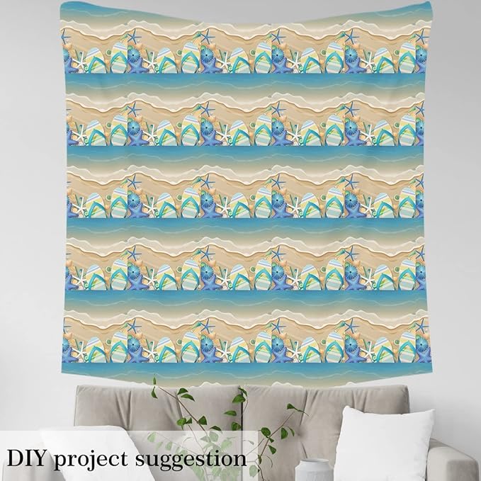 Summer Hawaii Seaside Soft Flannel Polyester No Stretch, Beach Shells Theme - Image 4