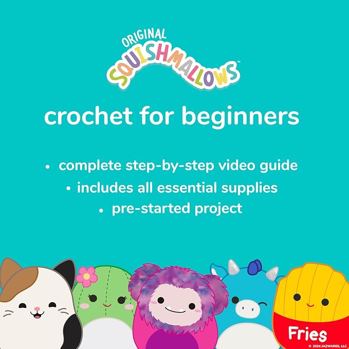 Original Squishmallows Omar the Bear Crochet Kit, Includes Yarn, Crochet Hook - Image 6