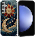 Case for Samsung Galaxy S26 Case, Sun Moon Stars Faux Stained Glass Design- by Kapadiy
