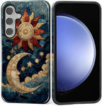 Case for Samsung Galaxy S26 Case, Sun Moon Stars Faux Stained Glass Design- by Kapadiy