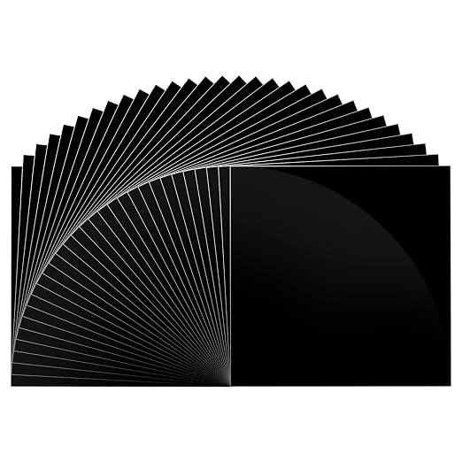 Adhesive Vinyl Sheets-Glossy Black Permanent Vinyl 30 Pack, 12” x 12” by +HUAXING+DECO