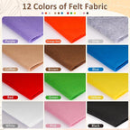 XSEINO 12 Rolls 8"x35" 1.4mm Thick Soft Felt Fabric Sheet 12 Assorted Colors - Image 2
