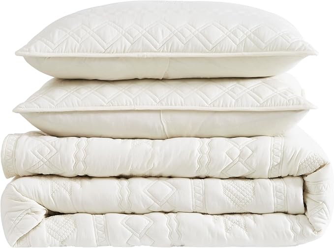 WDCOZY Boho Ivory Quilt King Size Bedding Sets - Image 7