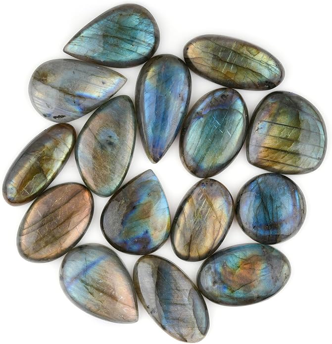 10pcs Mix Labradorite Cabochons Gemstone Crystals, Wholesale Bulk Lot, Wire by Gemkora