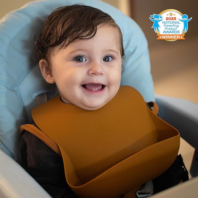 Moonkie Silicone Baby Bibs Set Of 3, BPA Free Soft Adjustable Fit Waterproof Feeding Bibs for Babies and Toddlers(Pink/Pastel Yellow/Soft Pink)