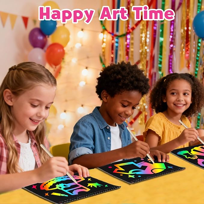 ZMLM Scratch Paper Art-Crafts Gift: 2 Pack Rainbow Notebooks Supplies Toys - Image 5