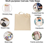 FunisFun 12 Pack Blank Canvas Tote Bags, Reusable Grocery Bag - Image 4
