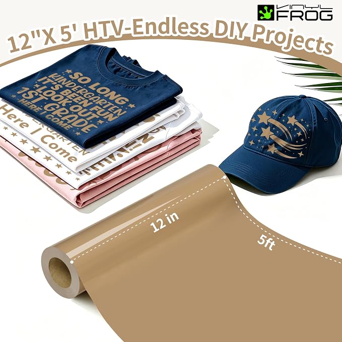 VINYL FROG Camel Heat Transfer Vinyl Roll 12" x5ft Matte HTV Vinyl | Camel Iron - Image 2