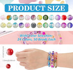 XSEINO 24 Colors 1200PCS Transparent Gradient Glass Beads Kit 6mm DIY Craft - Image 2