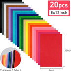 20 Pcs Felt Fabric Sheet 8" x 12" Assorted Color Felt Fabric Sheets - Image 2