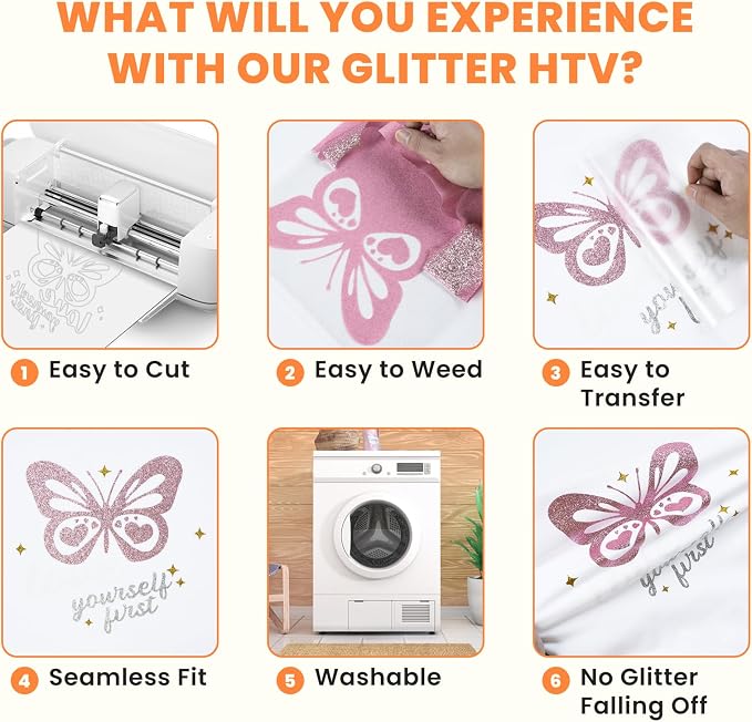 HTVRONT Glitter HTV Vinyl Bundle - Image 4