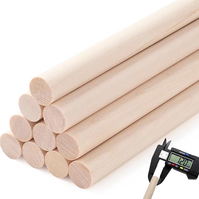 Yaliuliu 10PCS Dowel Rods Wood Dowels, 1/2 x 12 Inch Round Wooden Sticks by Yaliuliu