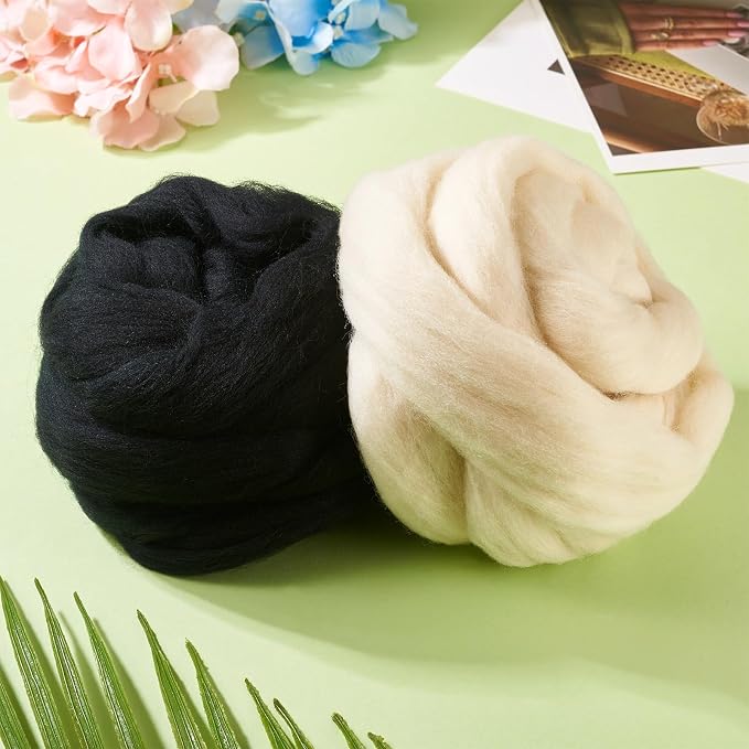 100G Needle Felting Wool Black Wool Roving - Image 5