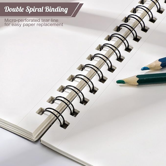 Sketch Book 9×12 inch, Spiral Bound Sketch Pad 50 Sheets, Acid-Free Sketchbook - Image 4