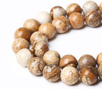 Natural Picture Jaspers Stone Beads Round Smooth Gemstones Loose Spacer Beads - Image 3