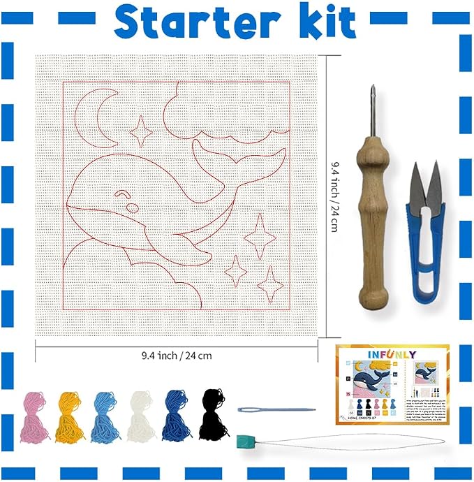INFUNLY Cute Whale Punch Needle Kit - Image 4