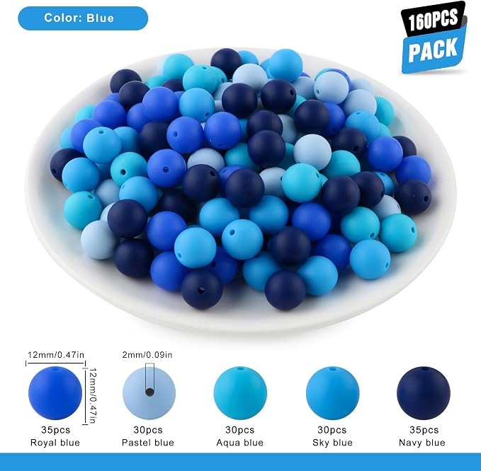 160Pcs Silicone Beads 12mm Mix Color, Bulk Silicone Beads 12mm - Image 2