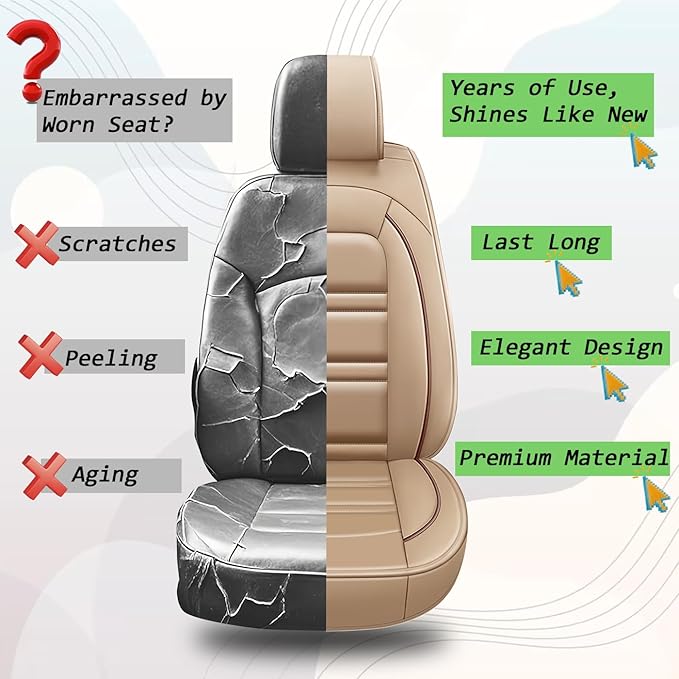 Seat Cover for Hyundai Car Elantra 2001-2025 | Car Seat Covers Front Seats, Waterproof Seat Protectors, Automotive Front Seat Covers (Front Seat, Beige)