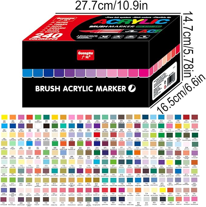 Acrylic Paint Markers Pens, 240 Vivid Colors Acrylic Markers Set, Direct Liquid - Image 3