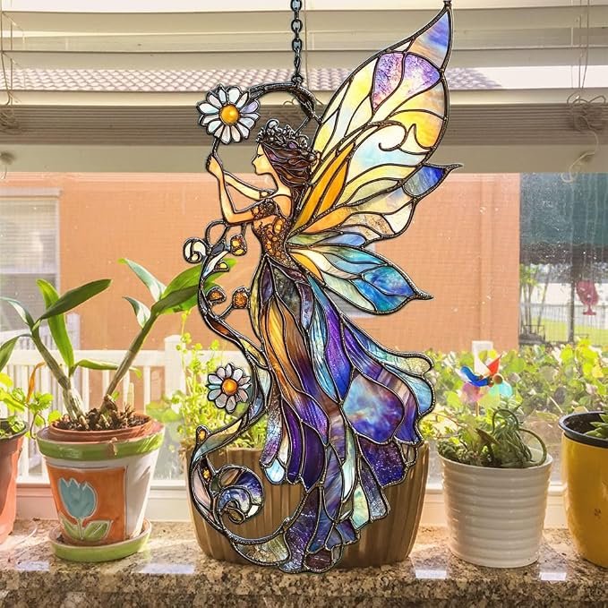 Fairy Acrylic Suncatcher Stained Glass Effect Window Car Hanging Christmas - Image 4
