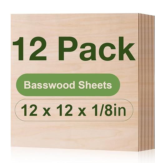 Rowood 12 Pack Basswood Sheets, 3mm Basswood by RowoodAssembleArtDecorateLife