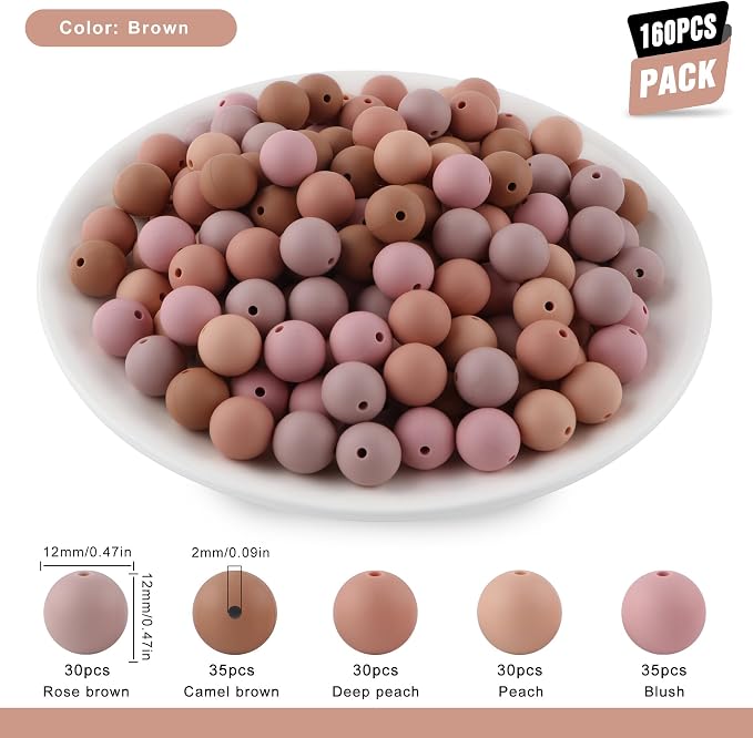 160Pcs Silicone Beads 12mm Mix Color, Bulk Silicone Beads 12mm - Image 2