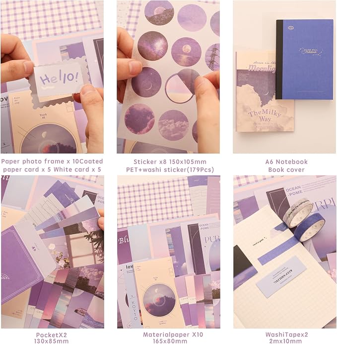emmoolife 348 Pcs Scrapbooking Supplies Kit, Vintage Aesthetic Scrapbook Kit - Image 3