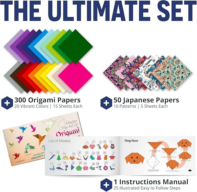 Origami Paper | 350 Origami Paper Kit | Set Includes - Image 2