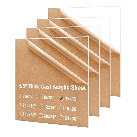 KINLINK 12x12 Plexiglass Sheets 1/8 inch Thick, 3mm Clear Cast Acrylic Sheet by KINLINK