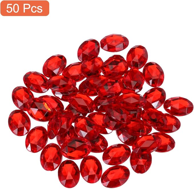 MECCANIXITY 50Pcs Acrylic Oval Gems 13x18 mm Flat Back Artificial Rhinestones - Image 3
