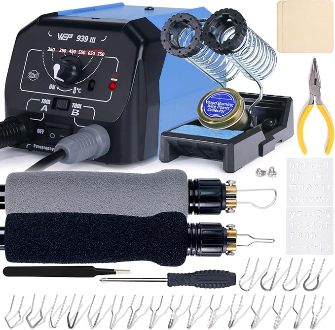 WEP 939-III Dual Pen Wood Burning Kit 34-in-1 by WEPTOOLS