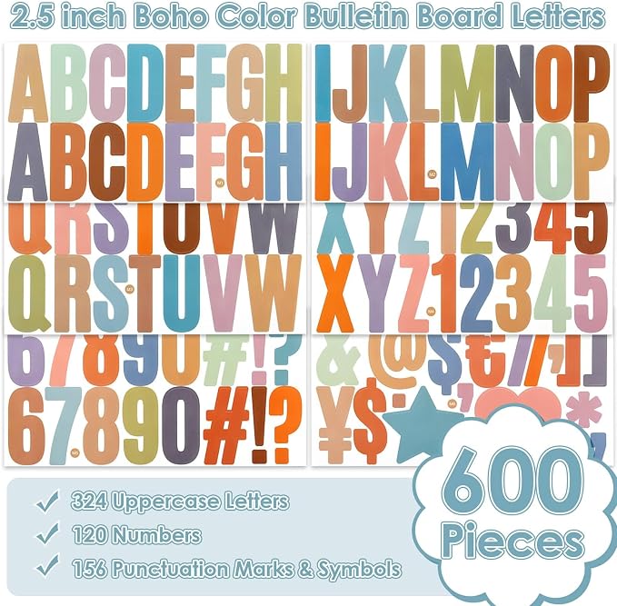 600 Pcs 36 Sheets Large Letter Stickers 2.5 Inch Self-Adhesive Letter Set - Image 3