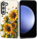 for Samsung Galaxy S23 Plus Case, Sunflowers Bees Pattern Glossy 2 in 1 by Teonvpu