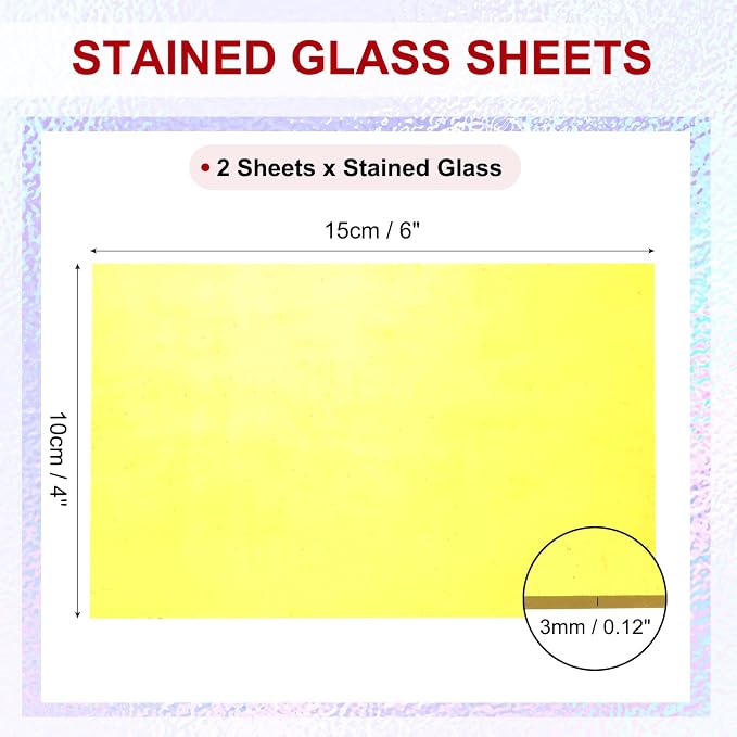 PATIKIL 4 x 6 Inch Transparent Stained Glass Sheets, 2 Sheets Mosaic Glass - Image 2
