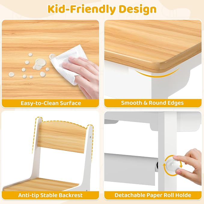 DOREROOM Kids Art Table and Chair Set, Craft and Play Wood Activity Table - Image 7