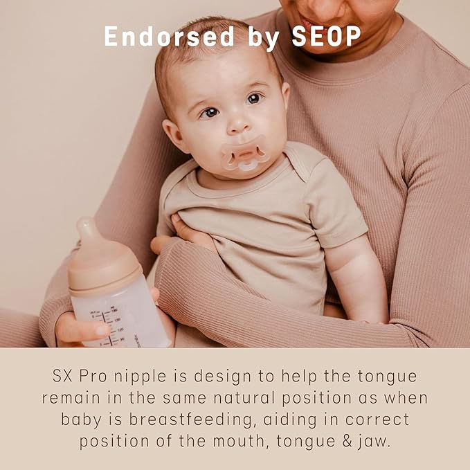 Suavinex Zero Zero Silicone Baby Pacifier w/SX Pro Physiological Pacifier Nipple (6-18M), 2Pk, Light