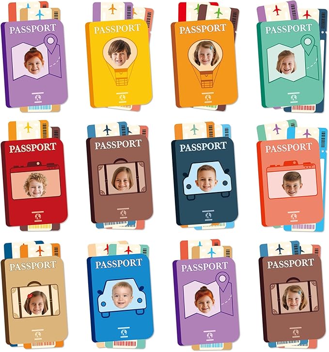 60pcs Passport DIY Cutouts Passport Bulletin Board Decoration Set World Travel by partygreeting