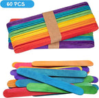 WISYOK 60 Pcs 6” Colored Jumbo Wooden Craft Sticks, Rainbow Wooden Popsicle - Image 2