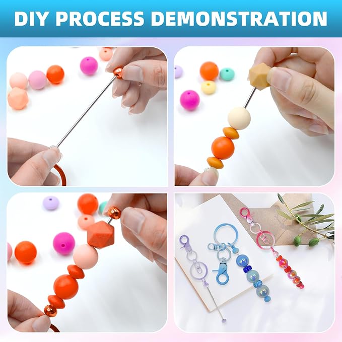 DNLEGULI 40 Pcs Beadable Keychains Bulk Kit – DIY Keychain Making Supplies - Image 4