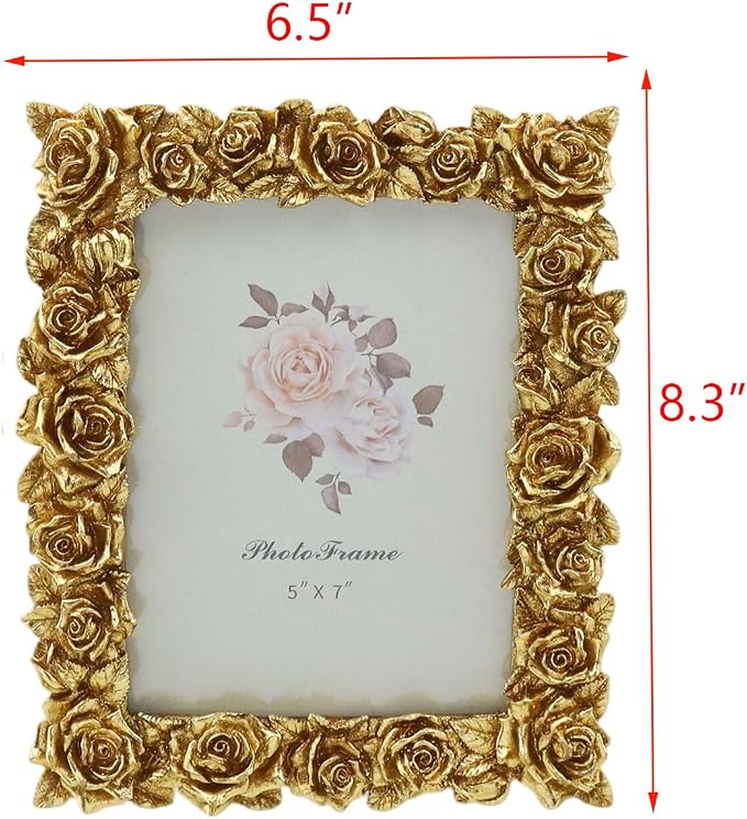 Coshar Gold Picture Frames Vintage 5x7 Inch Photo Frames | Cute Decor Frames - Image 2